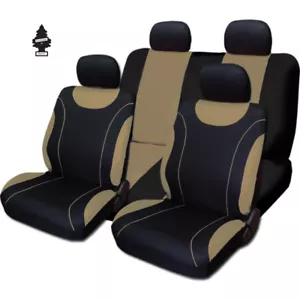 For Toyota New Black and Tan Cloth Car Truck Seat Covers With Gift Full Set - Picture 1 of 5
