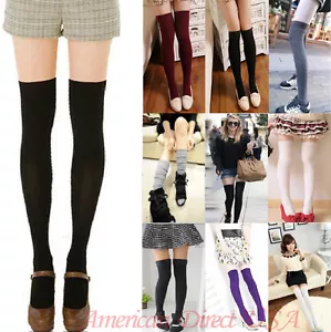 Fashion Girls Ladies Women Thigh High OVER the KNEE Socks Long Cotton Stockings - Picture 1 of 6