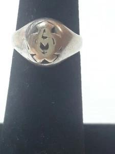 James Avery Alpha & Omega Sterling Silver 14K Yellow Gold Signet Ring Size 3.5 - Picture 1 of 8