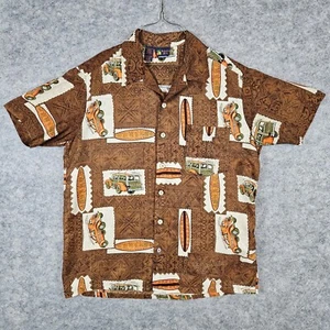 Roundy Bay Herren Hawaiihemd Größe Large Surfmotiv - MISSING TOP BUTTON - Bild 1 von 11