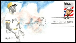 1983 Babe Ruth FDC Roberto Clemente HP Vaughn Hord Cachet - Picture 1 of 2