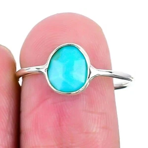 Arizona Turquoise Stone 925 Sterling Silver Mother Cluster Ring Jewelry Size 8 - Picture 1 of 7