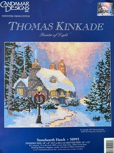 THOMAS KINKADE "Painter of Light" STONEHEARTH HUTCH Cross Stitch Chart w/Floss - Picture 1 of 3