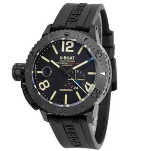 Nuevo reloj para hombres U-Boat SOMMERSO 46 MM DLC esfera negra correa de cuero 9015 - Imagen 1 de 1