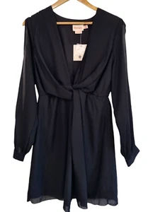 SHOWPO Black V-Neck Cross Front Open Split Sleeve Midi Dress - Size 10 BNWT - Picture 1 of 9