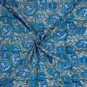 Hand Block Floral Print Fabric Indian Cotton Natural Light Weight Mud Cloth Yard - Picture 1 of 6