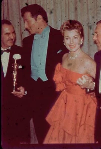 LEX BARKER- LANA TURNER AT THE OSCARS- 1954- - - 35MM COLOR SLIDE TRANSPARENCY- - Picture 1 of 1