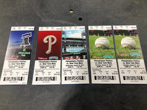 PHILLIES 2015 TICKET STUB 8/24/15-8/25/15-8/26/15-8/27/15 VS METS Cover