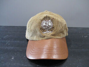 VINTAGE Ralph Lauren Polo Hat Cap Strap Back Brown Corduroy Crest Mens 90s