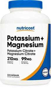 Nutricost Potassio (99 mg) Magnesio (210 mg) Citrati, 240 Capsule - Foto 1 di 5