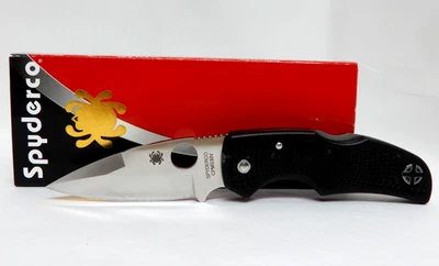 Spyderco Native C41PBK Gen 1 Dorado CO Borde Liso Mango Negro Usado en Excelente Condición Foto 1 de 4