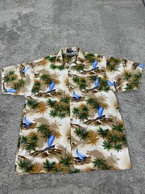 Koman 衬衫男式大号运动夏威夷花卉热带环领纽扣复古 — 第 1/4 张图片