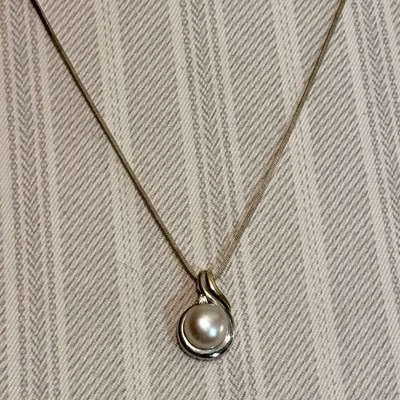 Alwand Vahan 14K Gold/925 Silver/Large Cultured Pearl Pendant-925 FAS Chain 18” - Image 1 of 4
