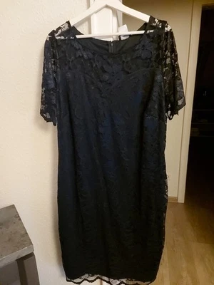 Elegantes Dunkelblaues Kleid Gr.50 mit Spitze - Bild 1 von 4