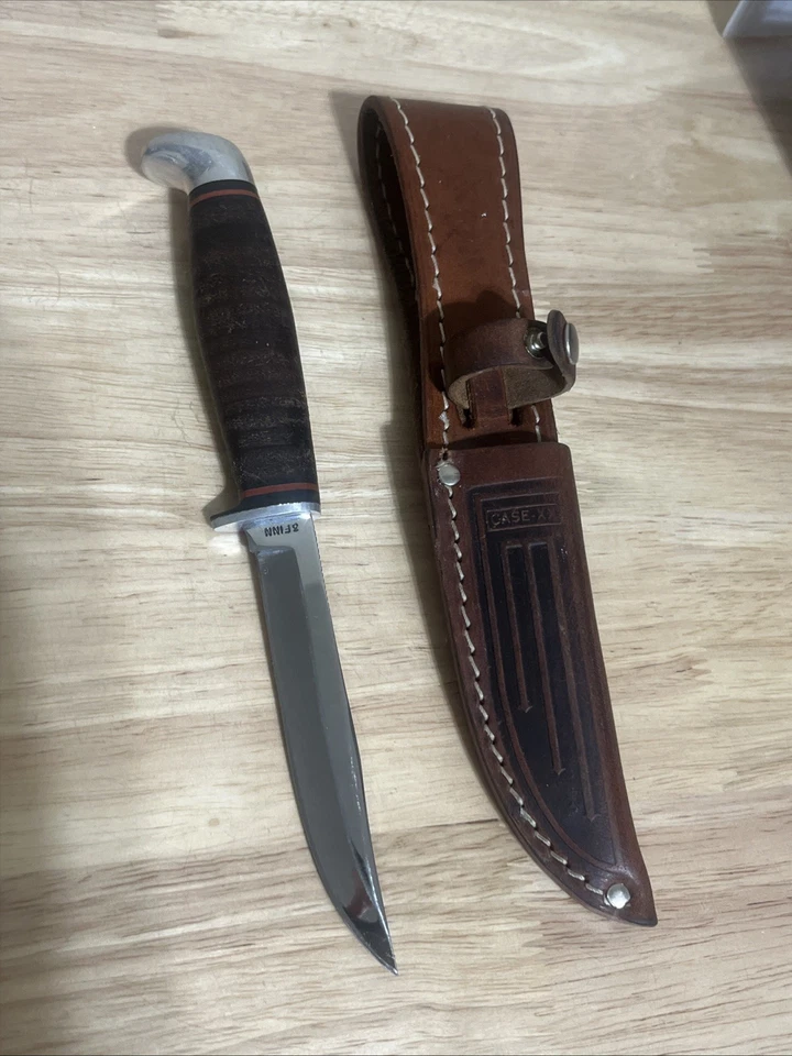 Case XX USA Knife 3 Finn SSP Razor Edge Fixed Blade Leather Handle +Sheath - Image 1 of 4