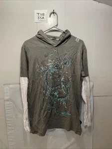 Bizzo Gray Hooded Long Sleeves Tee Shirt men’s size S - Picture 1 of 6
