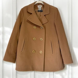 Cappotto Pavone L.L.BEAN Classico 100% Lana Tessuto Premium Italia in Cammello Taglia 14 - Foto 1 di 18