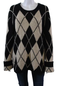 Khaite Womens Oversized Cashmere Knit Argyle Sweater Black Brown Size Medium - Picture 1 of 5