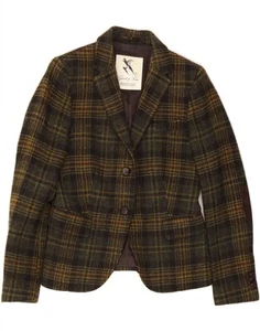 GANT Womens 2 Button Blazer Jacket UK 12 Medium Green Plaid Wool EI01 - Picture 1 of 3