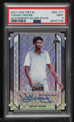 2021-22 Leaf Metal Silver Wave Yohan Traore #BA-YT1 PSA 9 MINT Auto - Image 1 of 2