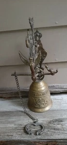 Vintage Brass Ornate Door Knocker & Bell W/ Vocem-Meam Audi Qui-Me-Tangit - Picture 1 of 11