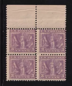 1919 Victory WWI 3c violet Sc 537 original gum MNH block of 4 CV $85 - Picture 1 of 1