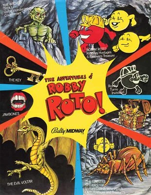 Vintage 1980s Arcade Promo Flyer The Adventures Of Robby Roto! Bally Midway rare - Image 1 of 2