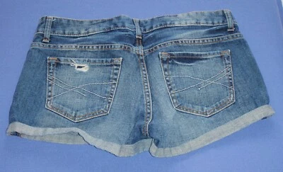 Aeropostale 7/8 100% Cotton Denim Jean Shorts Finished Cuff Distressed Low Rise - Image 1 of 4