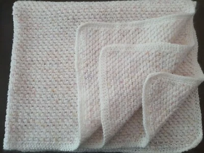 Baby Afghan Crochet Knit Blanket pastel 33"27"NEW Handmade gift lovey - Image 1 of 4