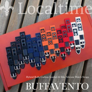 CLEARANCE BUFFAVENTO Híbrido Cuero Carbono y Silicona Correas de Reloj 20mm - 24mm - Imagen 1 de 26