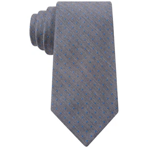 CALVIN KLEIN Gray Heather Blue Pindot Polka Dot Silk Blend Slim Tie - Picture 1 of 3