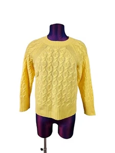 Maglione girocollo Pure Collection giallo maglia cavo 100% cashmere taglia 4 F105 - Foto 1 di 7