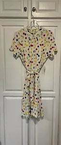 ModCloth Cherry Retro Swing Midi Dress Size Large Colorful Belted Stretch Modest - Picture 1 of 15