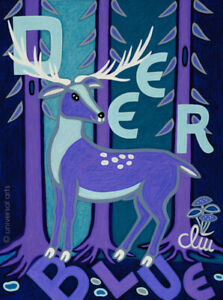 JACQUELINE DITT - Blue Deer A4 DRUCK n.Gemälde Blauer Hirsch