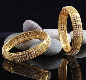 Indian Bollywood Gold Plated Bangle Ethnic Bracelet Fashion Jewelry Women Party - Picture 1 of 6