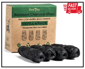 Bamboo Floss Refill | 4X100 FT Biodegradable Floss Refill | Mint & Candelilla | - Picture 1 of 2