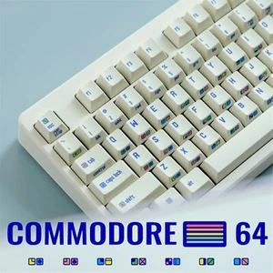 153 Keys Retro Beige White CRP C64 PBT Keycap Commodore Cherry Profile Key Caps - Picture 1 of 8