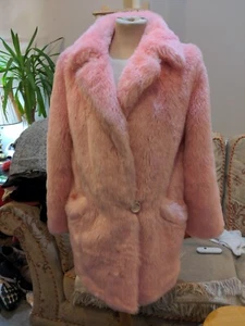 Astraka Vintage Beautiful Pink Faux Fur Jacket / Coat Size 12 - Picture 1 of 12