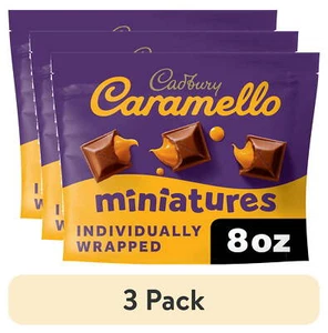 (3 pack) Cadbury Caramello Miniatures Milk Chocolate Caramel Candy,Share Pack8oz - Picture 1 of 10