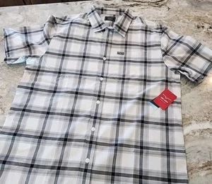 Neu mit Etikett Kimes Ranch Matador kariertes graues Herrenhemd Baumwollmischung SS Western XL 54,56 - Bild 1 von 5