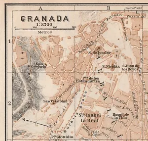 GRANADA Spain Original Map 1929 ANDALUSIA - Picture 1 of 5