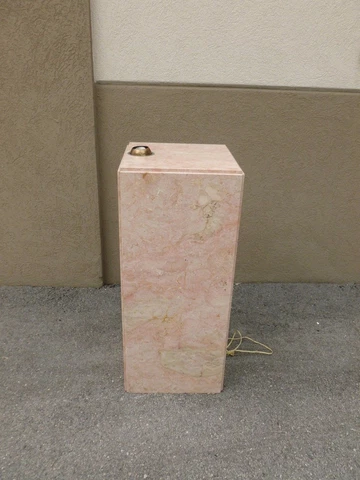TALL MID CENTURY 70'S  PINK MARBLE PEDESTAL W BUILT IN BRASS LIGHT # 1 - P Cover