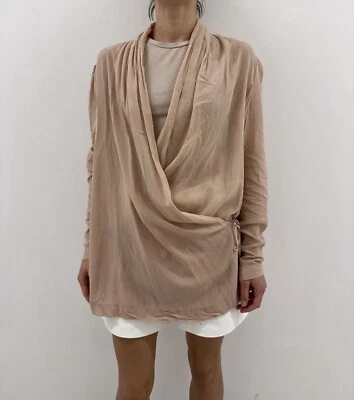 By Malene Birger Wrap Mesh Cotton Viscose Blouse Top Beige Size 42 - Image 1 of 4