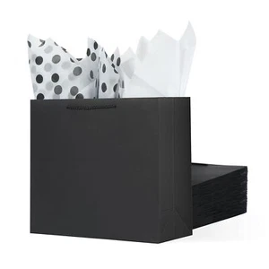 12 Pack 12.6" Black Gift Bags Large Size with Tissue Paper Premium - Picture 1 of 7