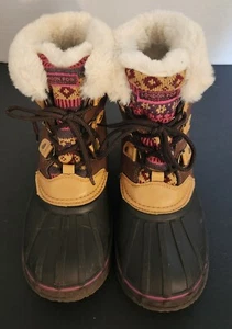 London Fog Collection Damen-Schnürstiefel Kunstfell hellbraun & kariert Größe 5 - Bild 1 von 6