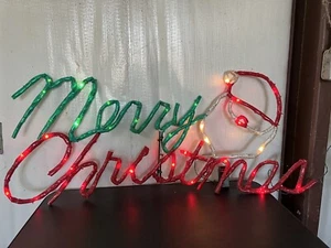 Mr Christmas Light Sculpture Merry Display Blinking Santa VTG Control Rope 4 FT - Picture 1 of 11