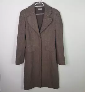 Vintage Endless Spirit Wool Tweed Trench Coat Womens Small Brown Naishead Pocket - Foto 1 di 12