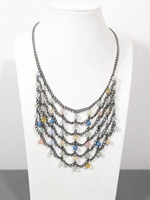 Dereon Gris Metálico Colorido Cuentas Redondas Tejido Estilo Babero Collar Costero Boho Foto 1 de 4