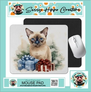 Mauspad hübsche Tonkinese Katze Kätzchen Weihnachten Urlaub rutschfeste Rückseite EasyClean - Bild 1 von 4