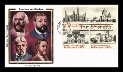 US COVER AMERICAN ARCHITECTURE FDC SETENANT COLORANO SILK CACHET - Image 1 of 2